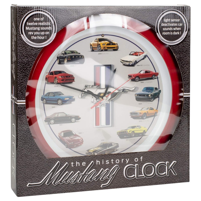 Mark Feldstein & Associates History of Mustang Sound Wall Clock, 13 Inch Red - Image 3